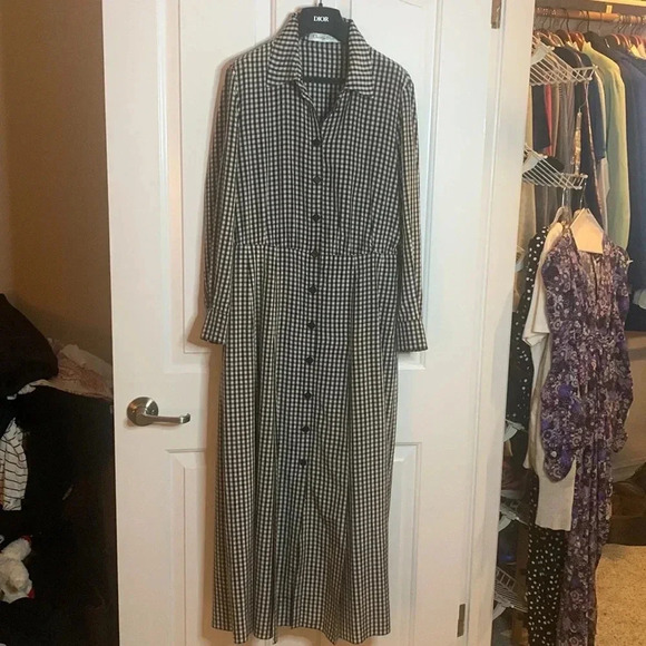 CHRISTIAN DIOR perfect condition black and white gingham silk dress size US 10 - Picture 1 of 13
